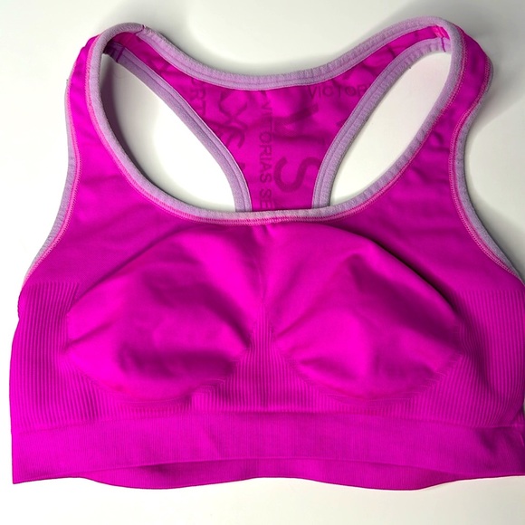 VSX Sexy Sport Victoria’s Secret‎ Pink | Lavender Trim Logo Racerback Cutout Bra - Picture 11 of 12